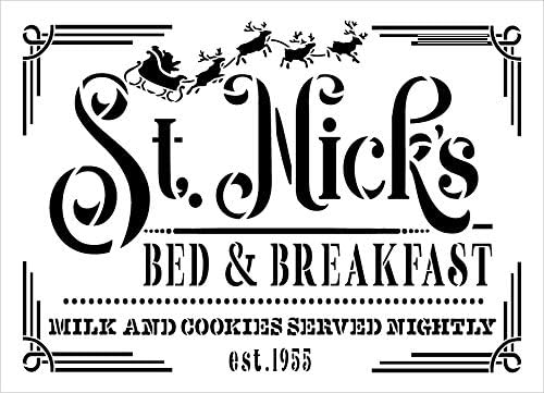 סטנסיל סנט ניק מיטה וארוחת בוקר מאת Studior12 | DIY לחג חג המולד סנטה עיצוב הבית | שלט עץ של צבע מלאכה